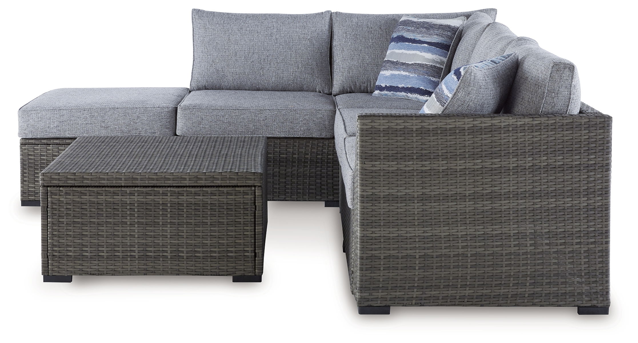 Petal Road - Loveseat Sectional, Ottoman, Table Set (Set of 4) - Gray - Image 10