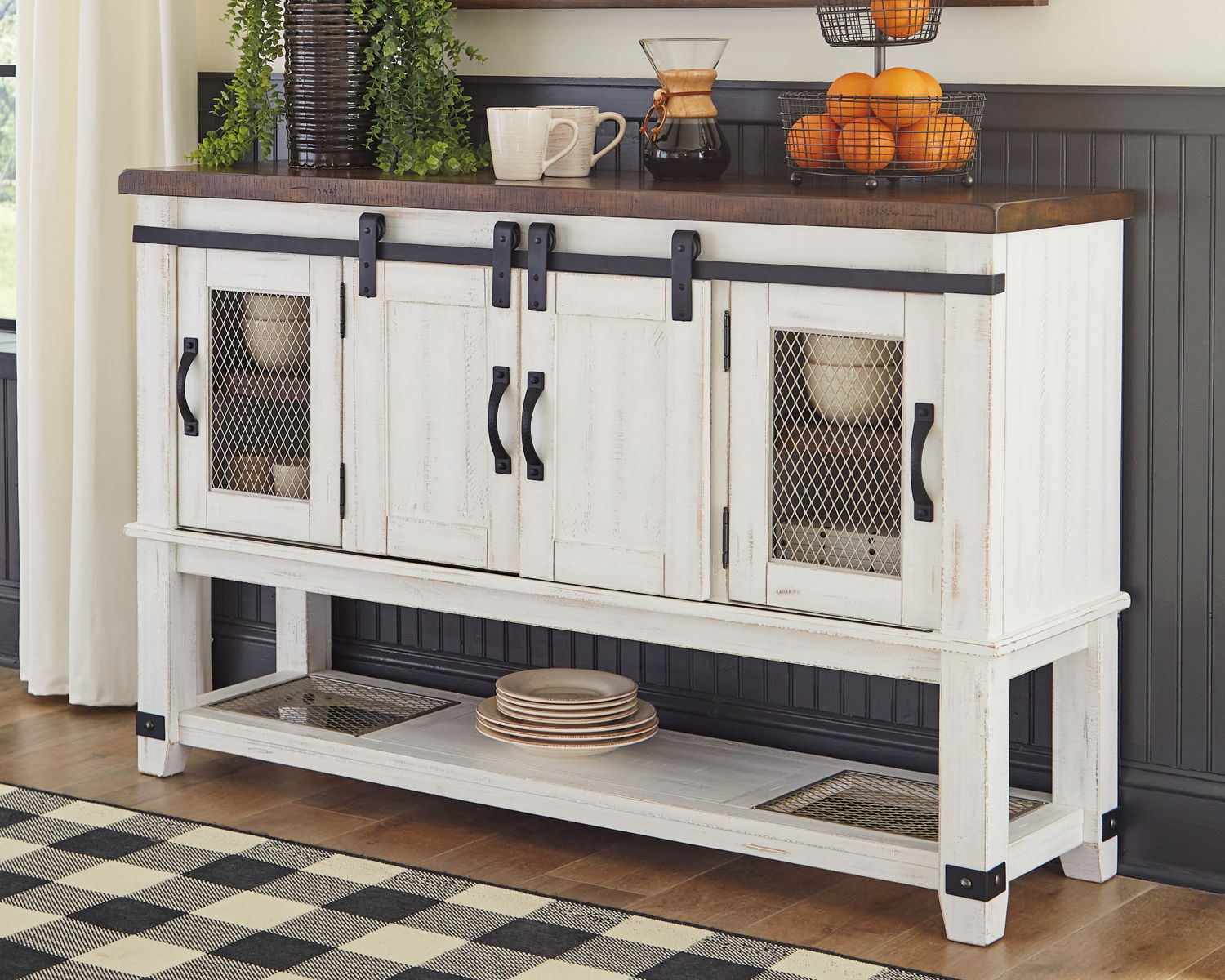 Valebeck - Dining Room Server - White / Brown - Image 7