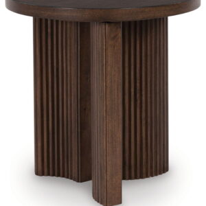 Korestone - Round End Table - Dark Brown