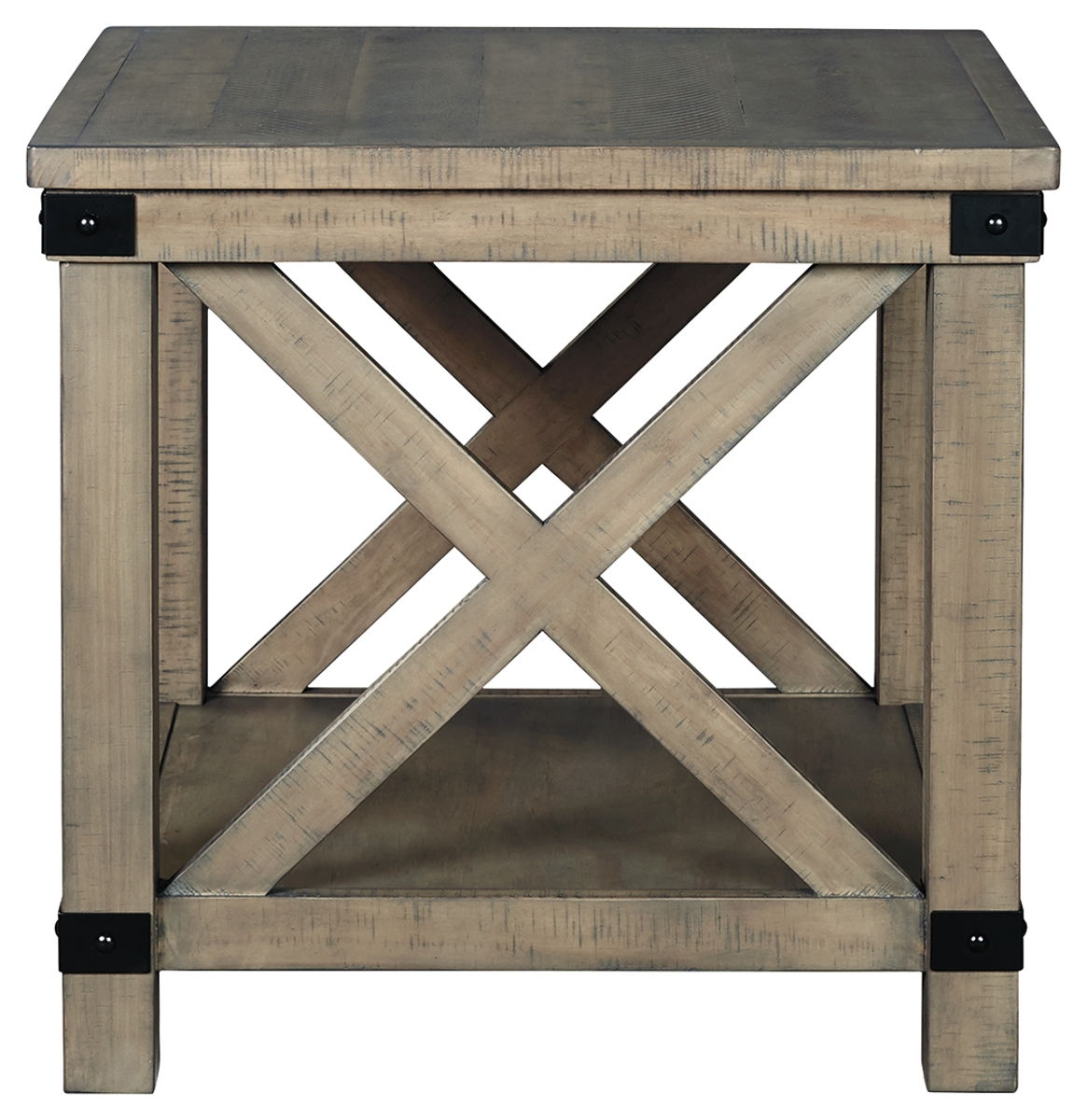 Aldwin - Rectangular End Table - Crossbuck Styling - Gray - Image 7