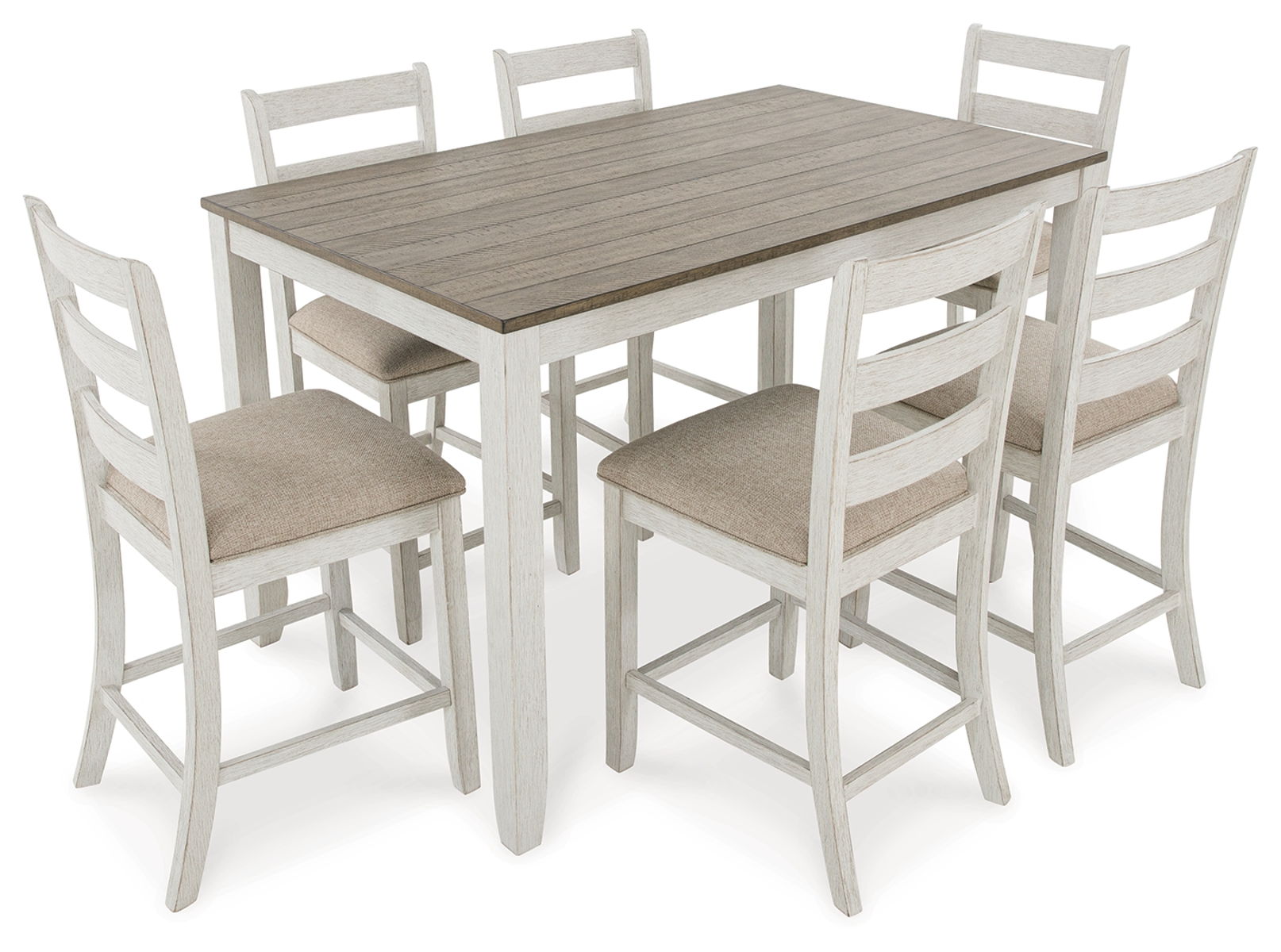 Skempton - Counter Height Dining Table and Bar Stools (Set of 7) - White / Light Brown - Image 6