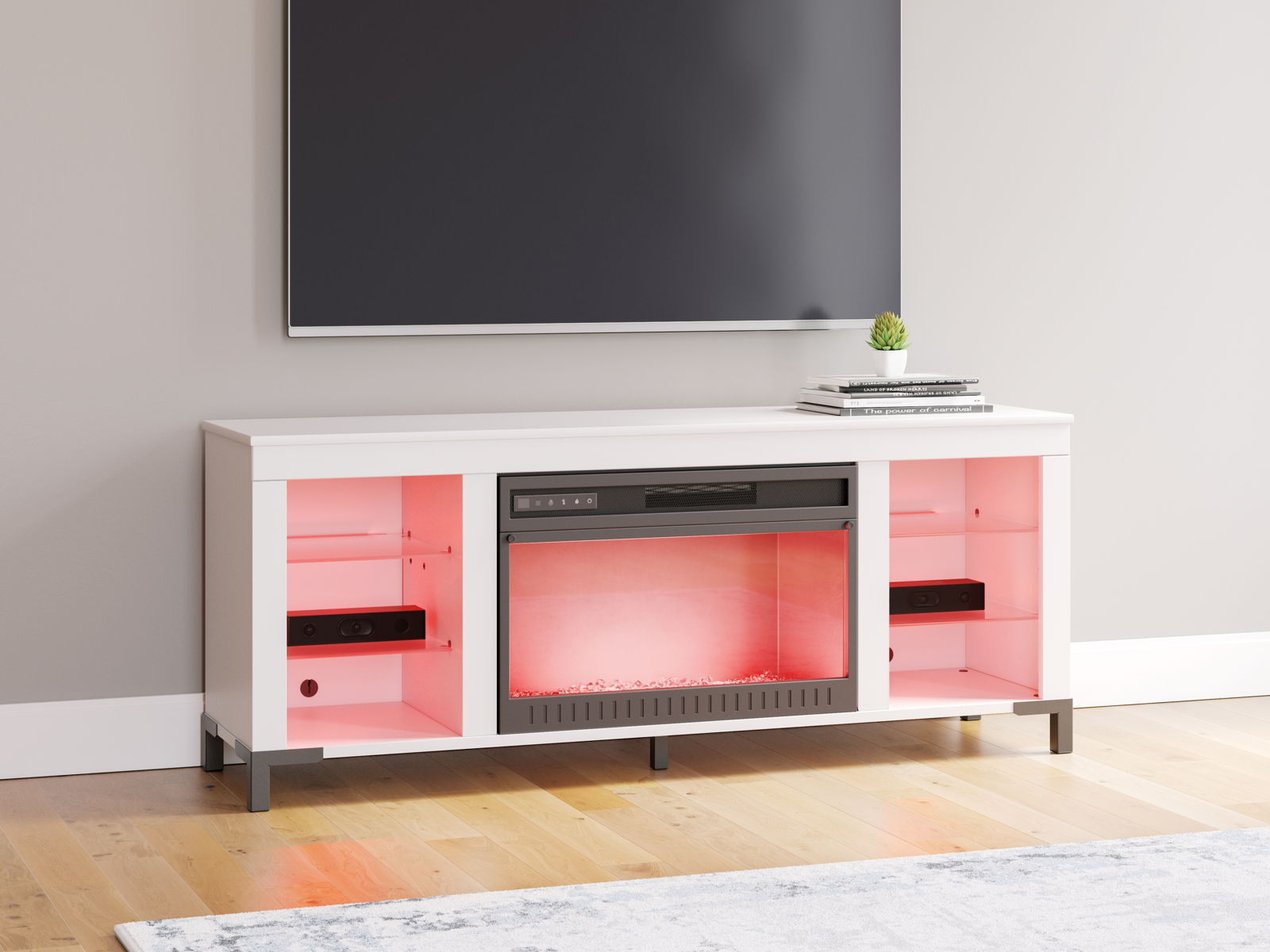 Brollevi - TV Stand With Fireplace - White - Image 3