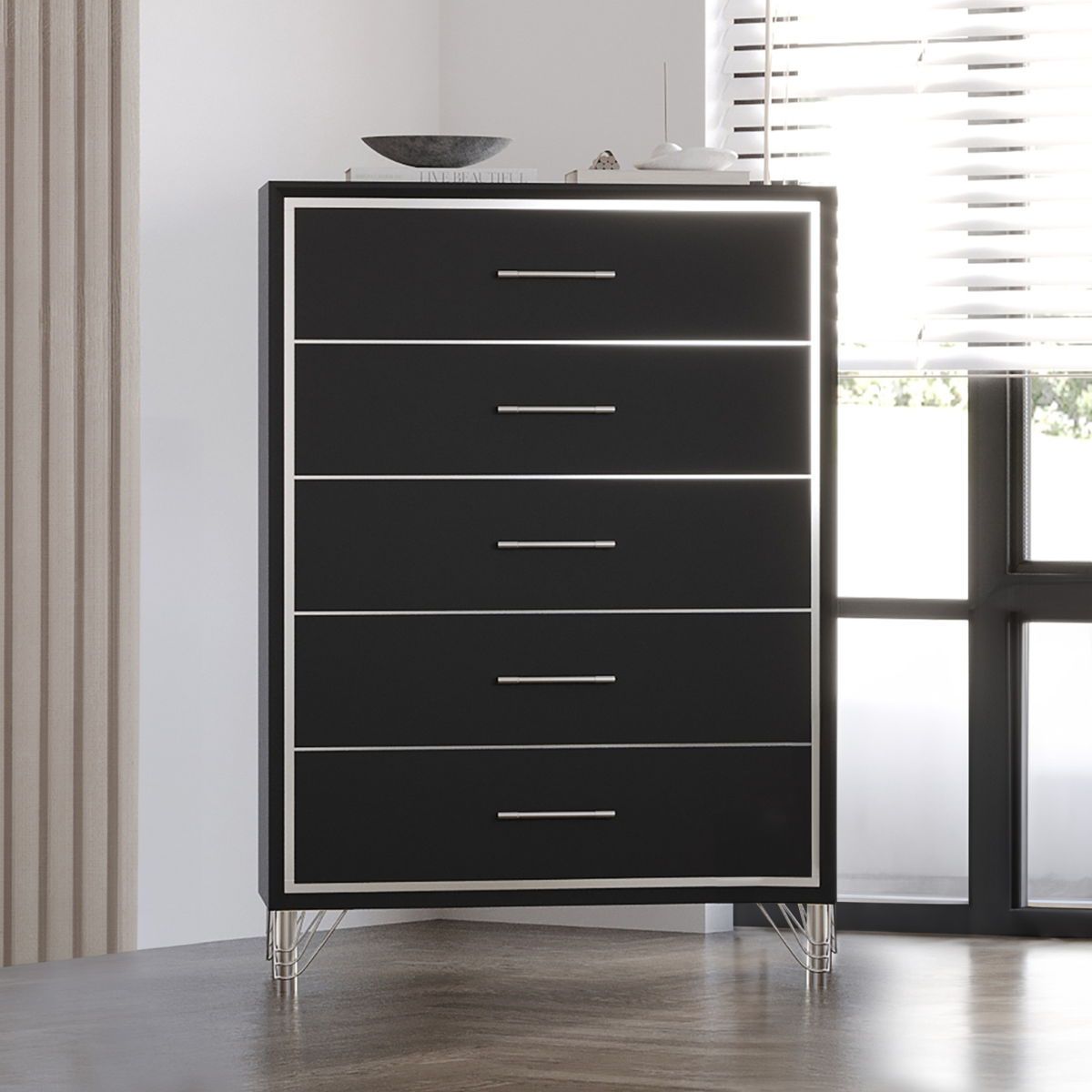 Ava - 5 Drawer Chest - Ebony - Image 5