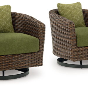 Horizon Hall - Swivel Lounge With Cushion - Brown / Green