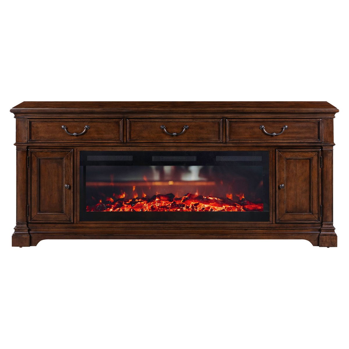 Fireplace TV Consoles - 512 84" Console With Fire FTS - Brown - Image 6