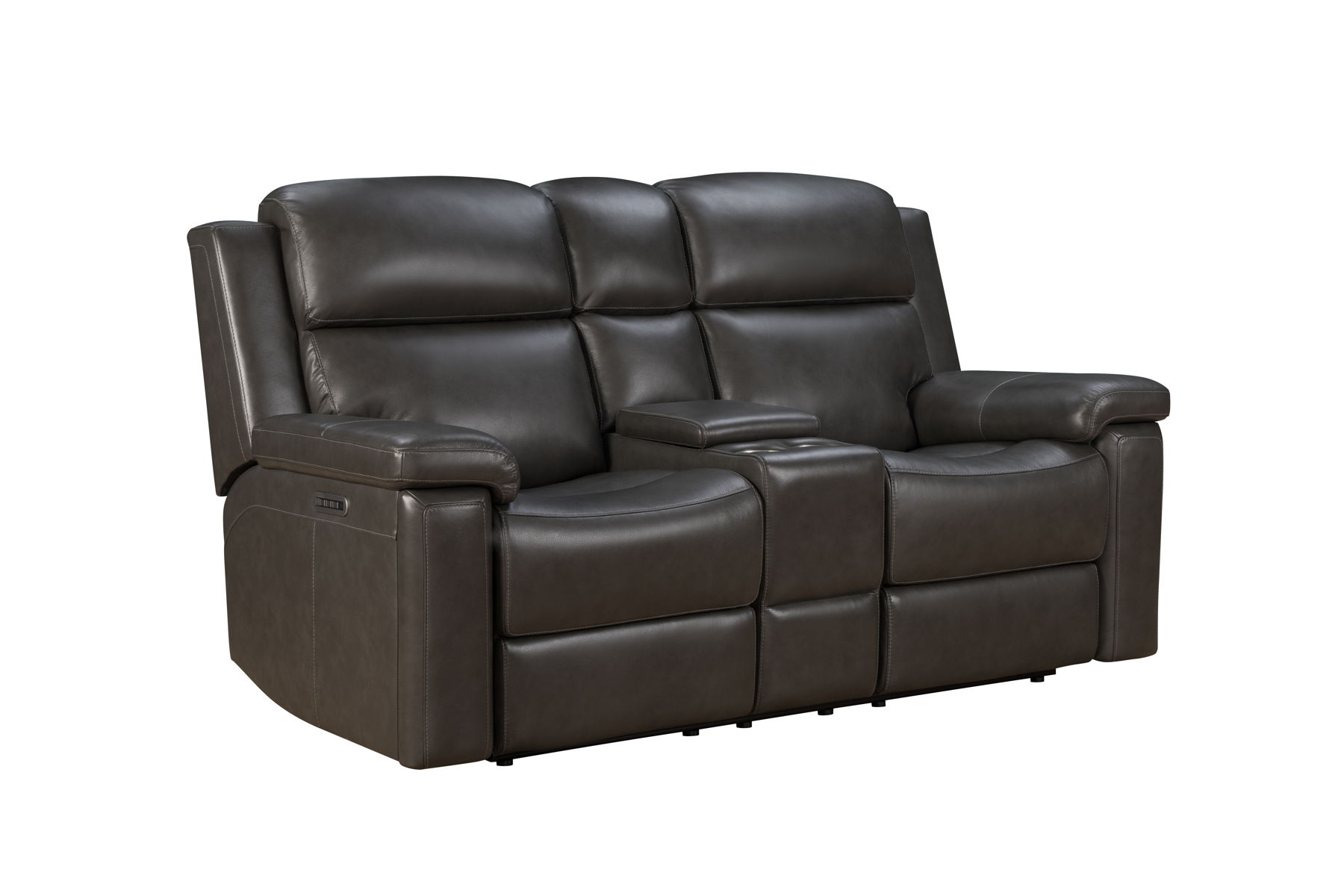Leon - Power Console Loveseat Recliner With Power Headrest, Power Lumbar, Heat And Massage - Smokey Gray - Image 3