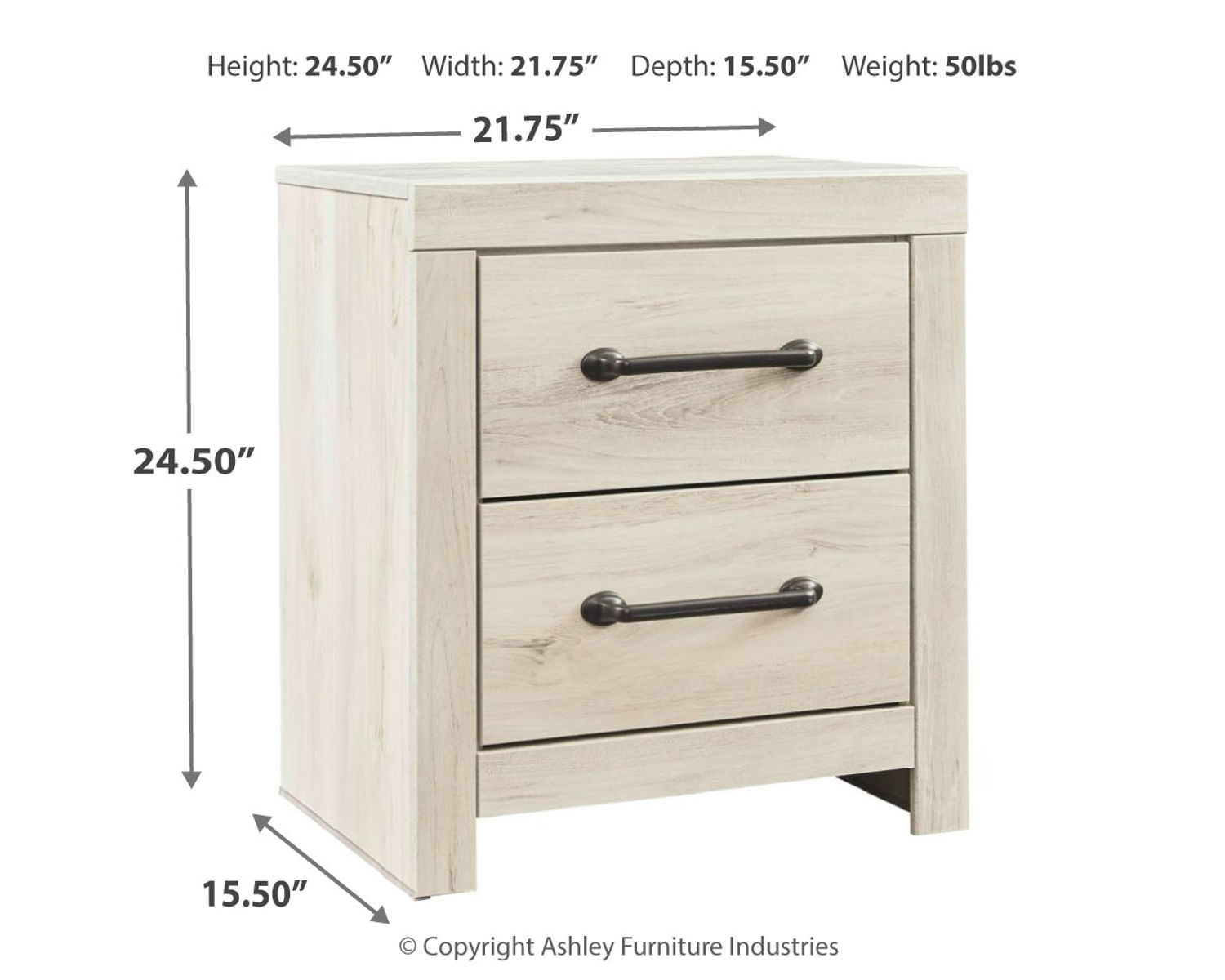 Cambeck - Two Drawer Night Stand - Whitewash - Image 7