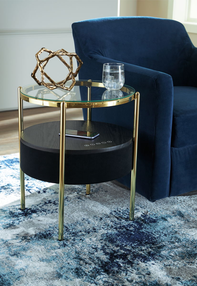 Nedman - Accent Table With Speaker - Black / Gold Finish - Image 2