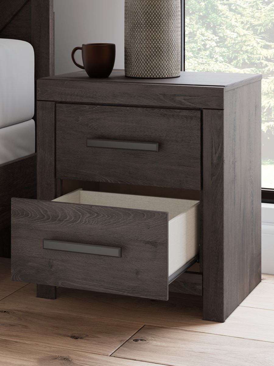 Prendonea - Two Drawer Night Stand - Charcoal - Image 4