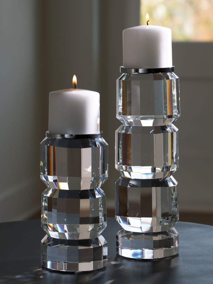 Brentley - Candle Holder Set (Set of 2) - Clear / Silver Finish - Image 4