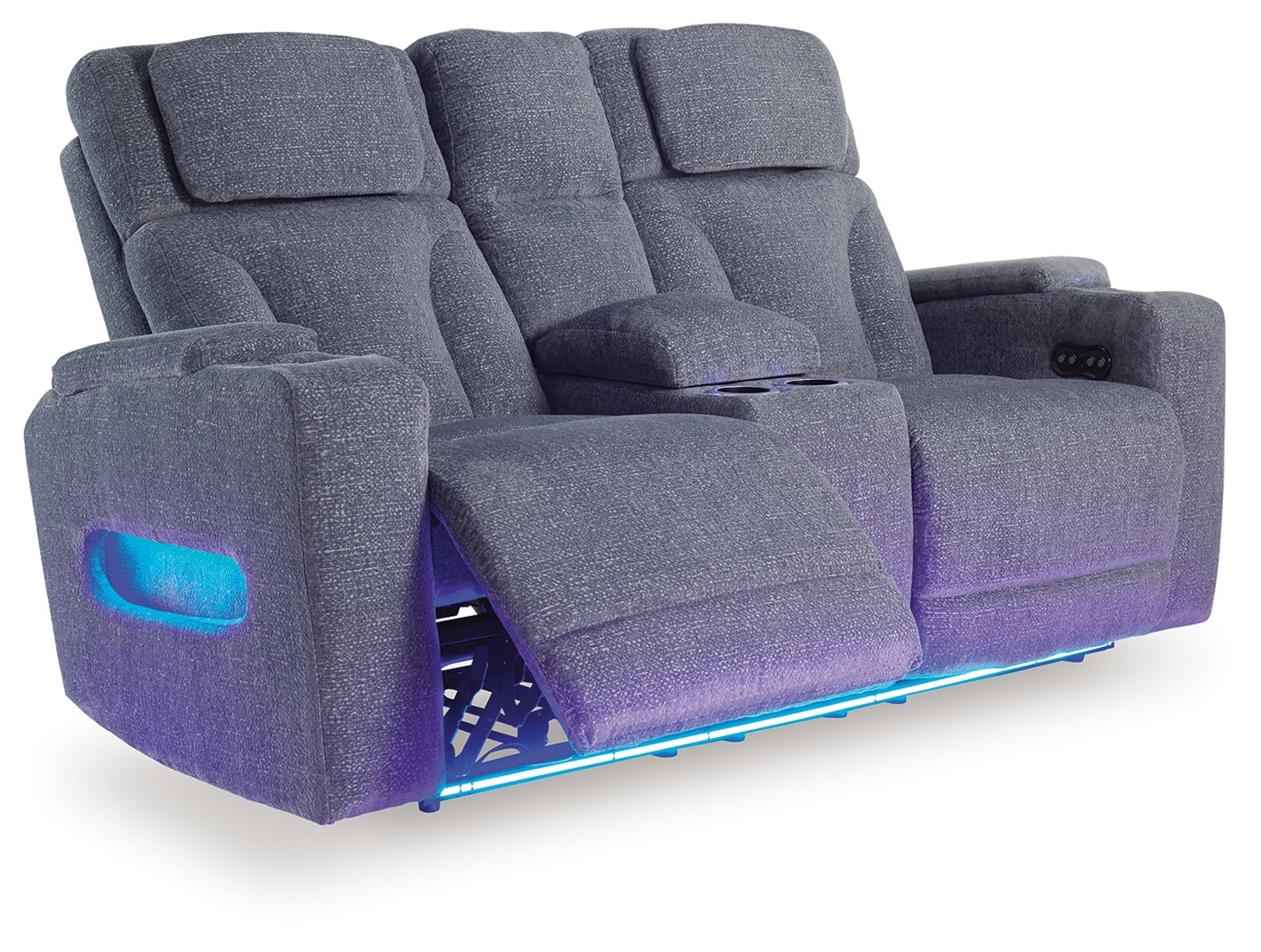 Studio Cave - Power Reclining Loveseat with Console - Steel - Image 14