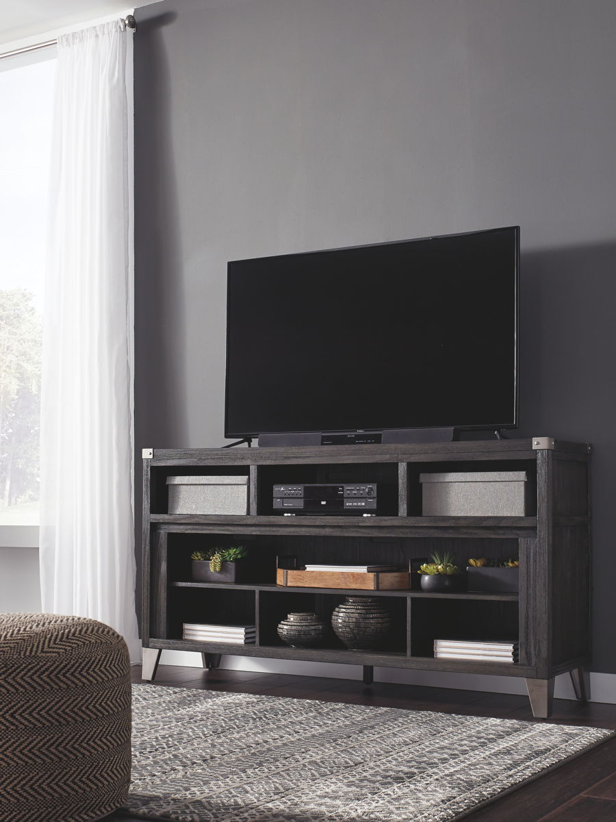 Todoe - 2 Pc. - 65" TV Stand with Wide Fireplace Insert - Gray - Image 3