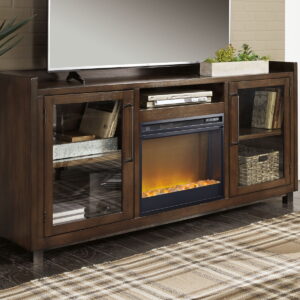 Starmore - 70" TV Stand With Glass/Stone Fireplace Insert - Brown