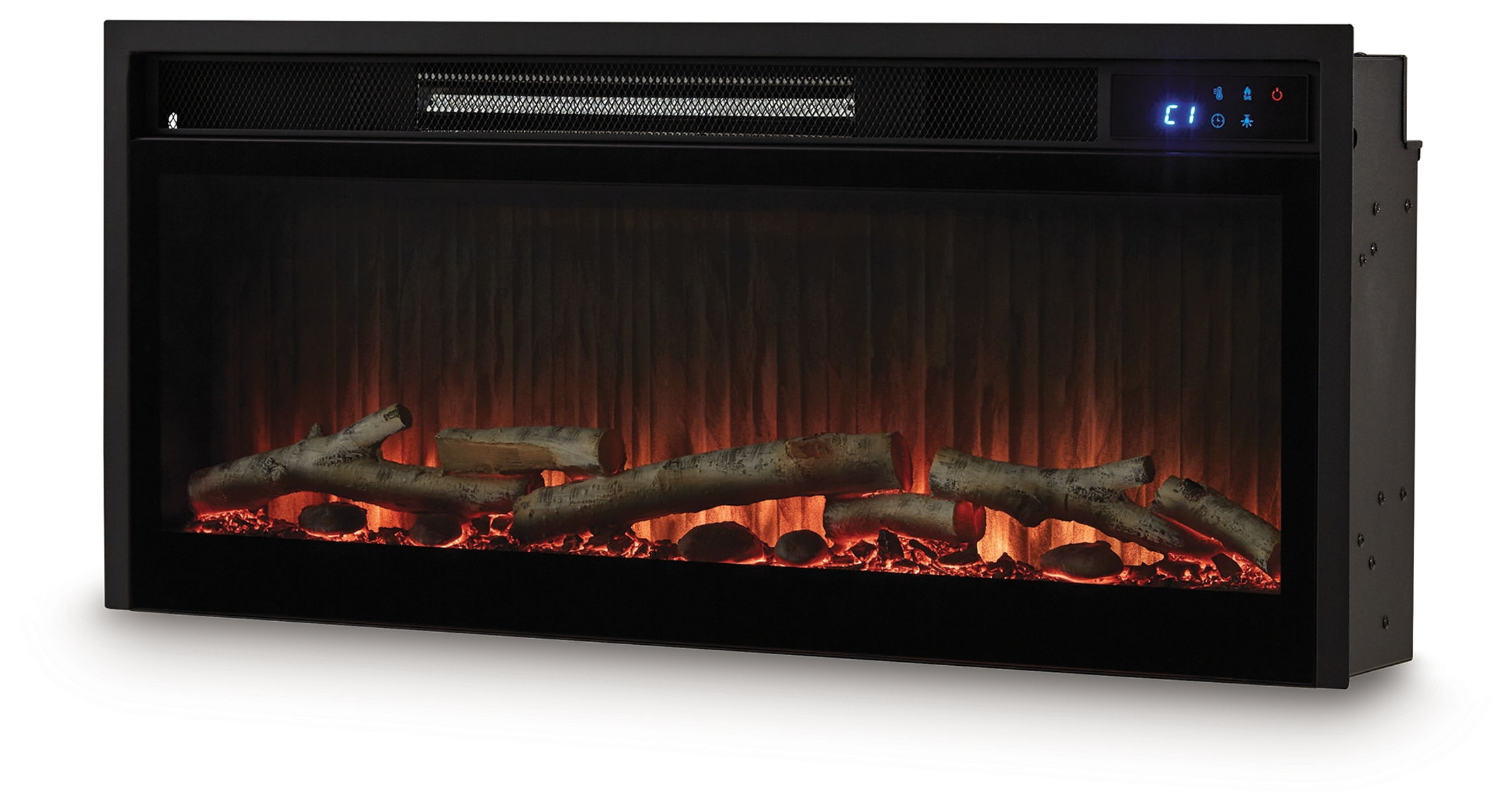 Entertainment Accessories - Fireplace Insert With Faux Birch Log Set - Black - Image 4
