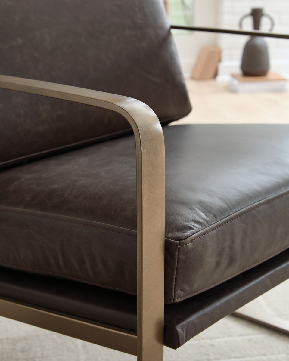 Bradett - Accent Chair - Dark Brown / Gold Finish - Image 3