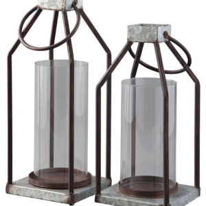 Diedrick - Lantern Set (Set of 2) - Gray / Black