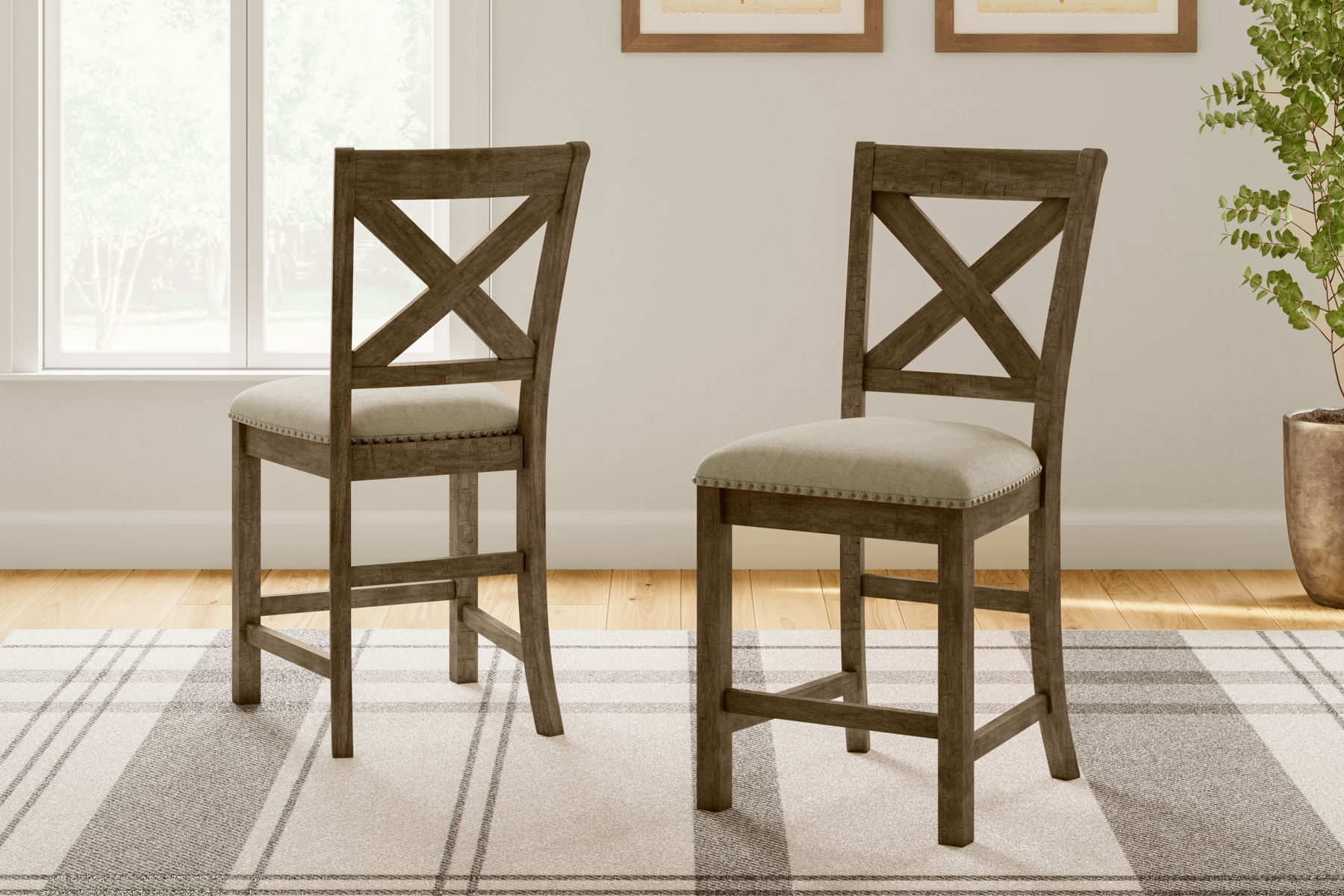 Moriville - Upholstered Barstool (Set of 2) - Beige - Image 11