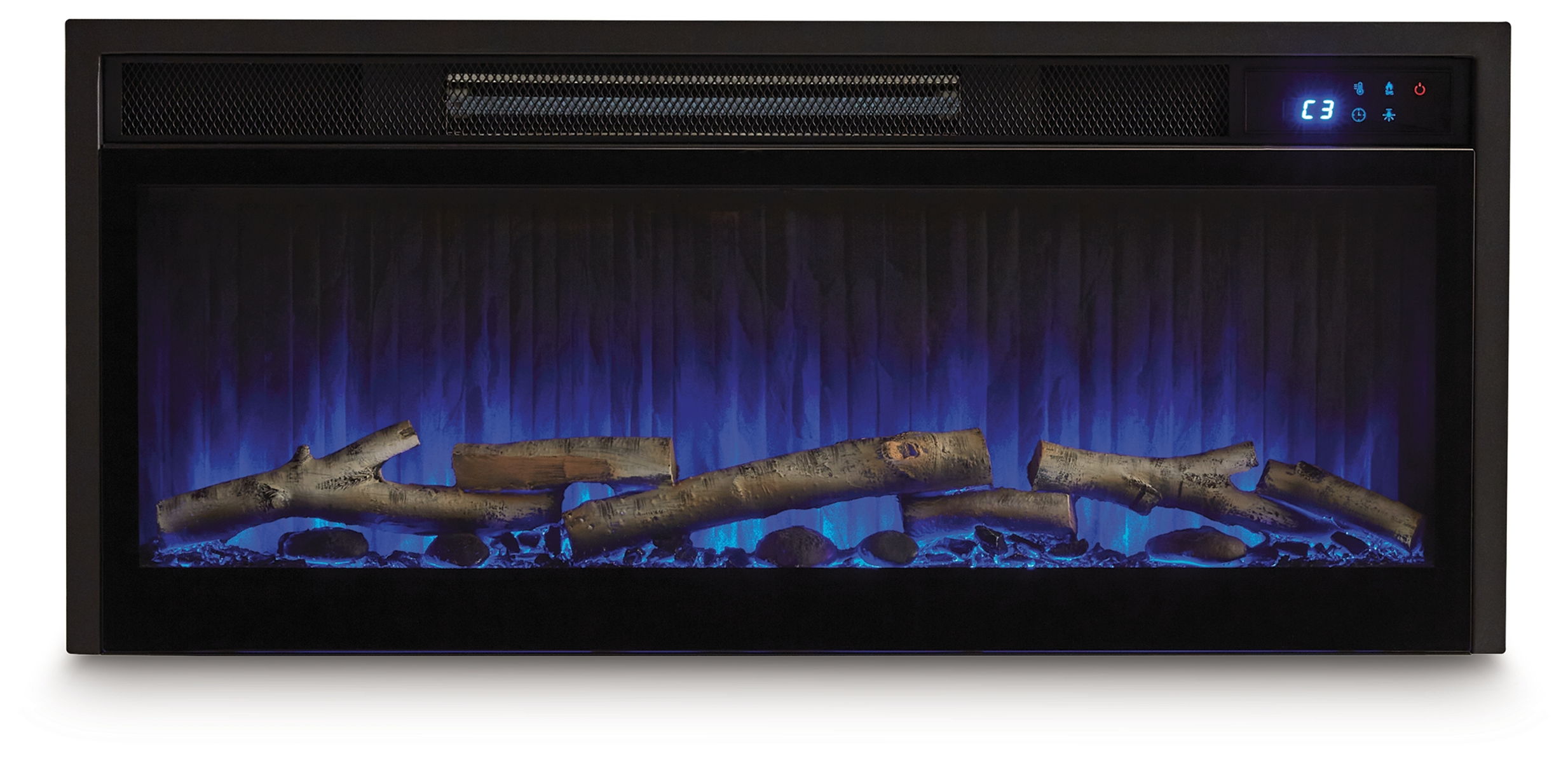 Entertainment Accessories - Fireplace Insert With Faux Birch Log Set - Black - Image 9