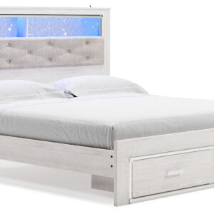 Altyra - King Upholstered Bookcase Bed With Storage - White