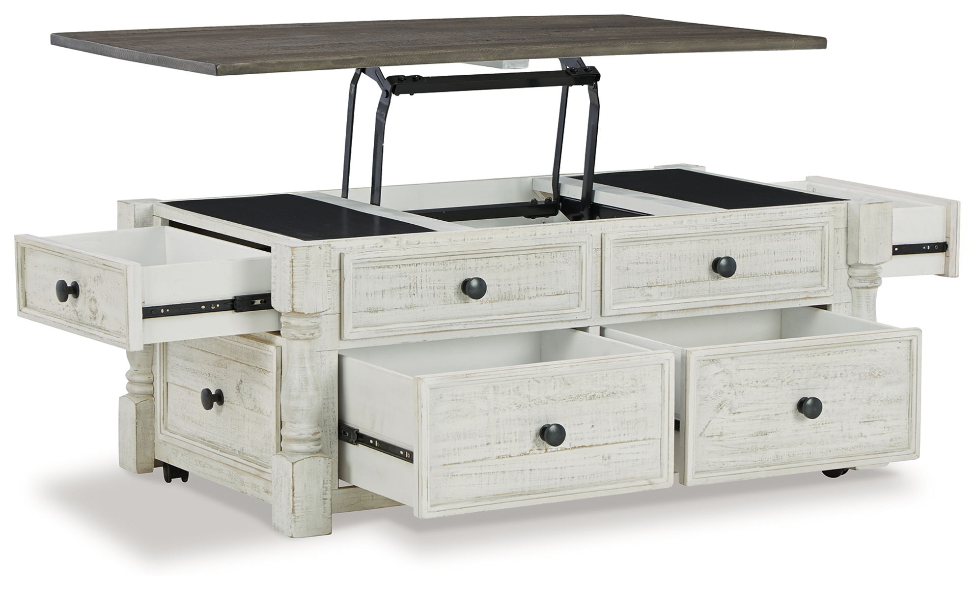 Havalance - Lift Top Cocktail Table with Storage Drawers - White / Gray - Image 7