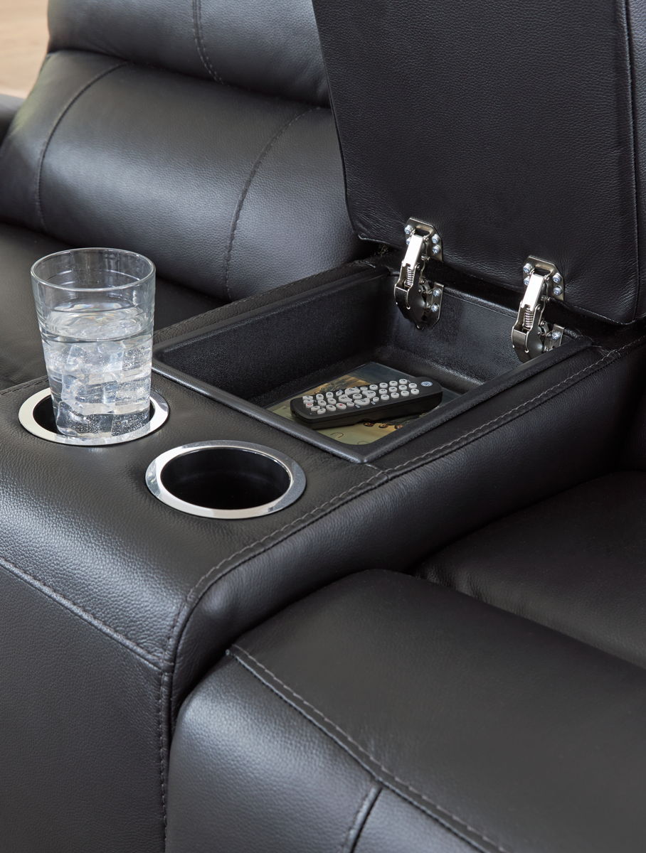 Glossmore - Reclining Loveseat With Console - Black - Image 7