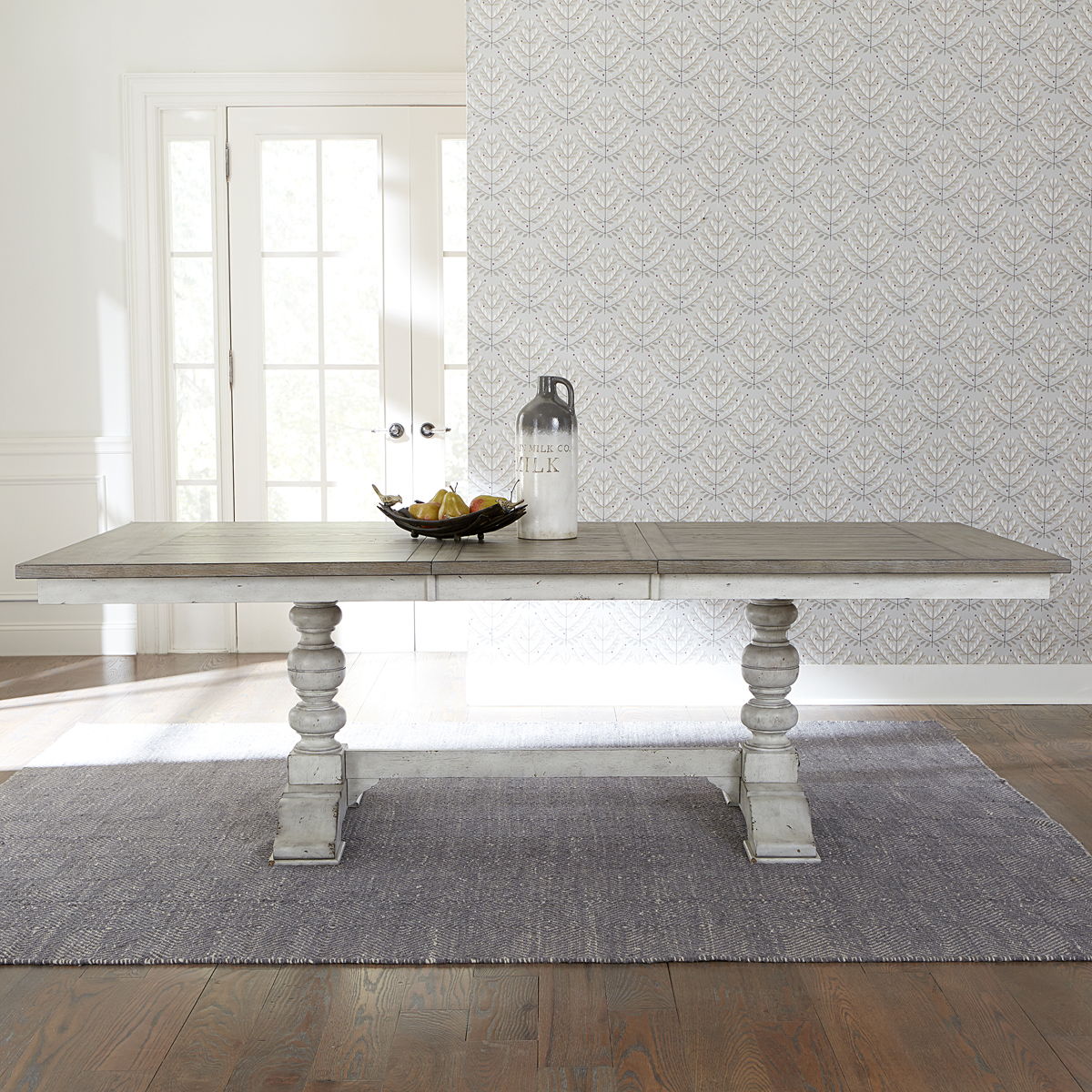 Whitney - Trestle Table - Antique Linen / Weathered Gray