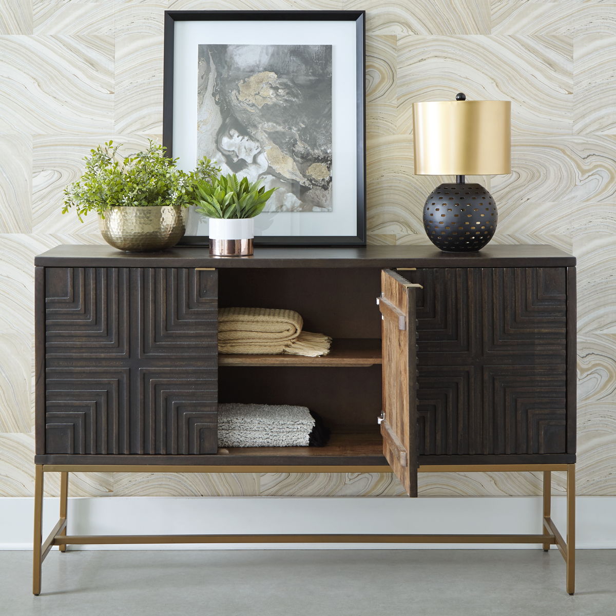 Elinmore - Accent Cabinet - Brown / Gold Finish - Image 4