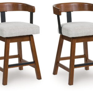 Ralene - Upholstered Swivel Barstool (Set of 2) - Medium Brown
