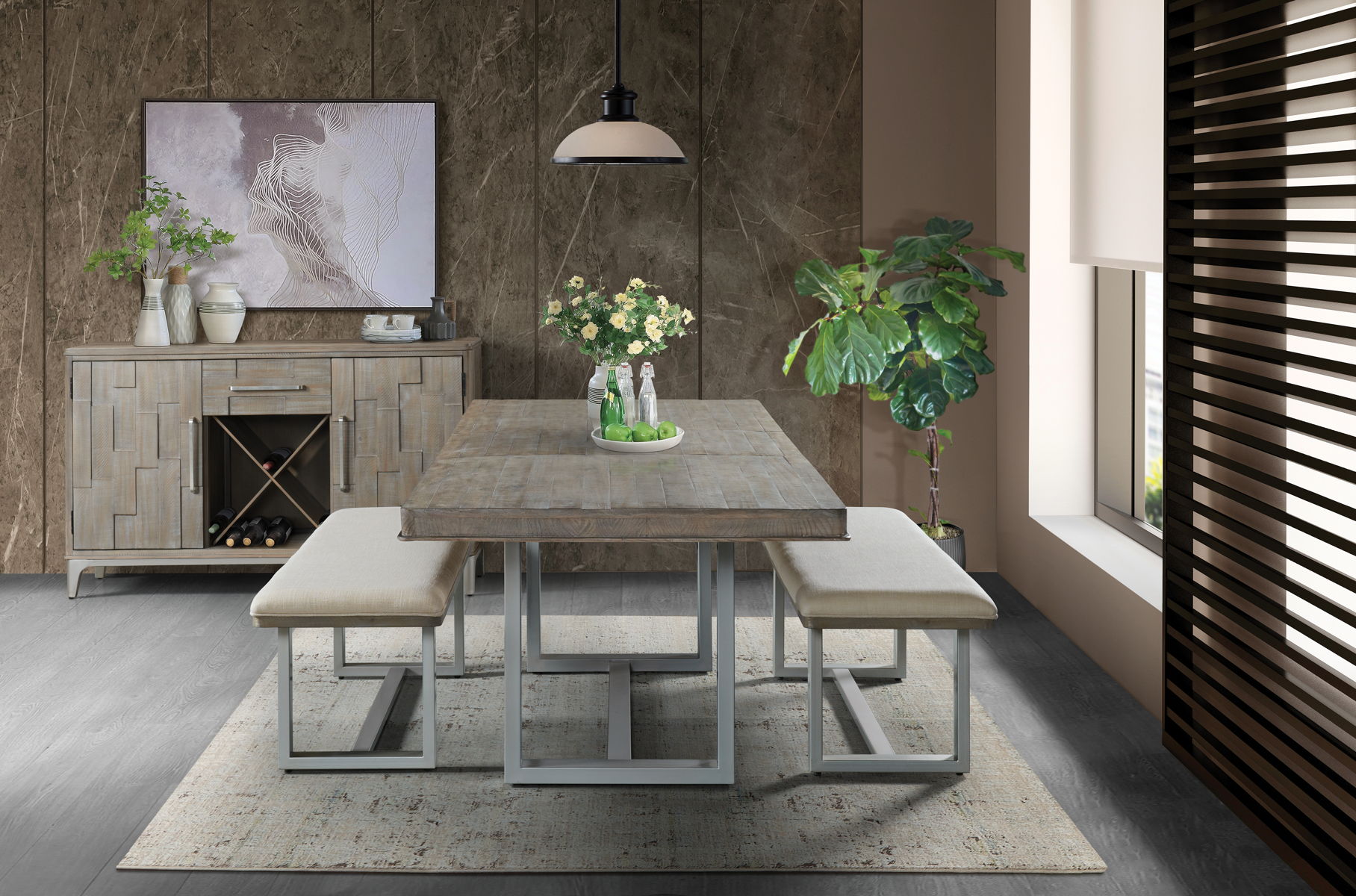 Intrigue - Upholstered Dining Bench - Hazelwood - Image 4