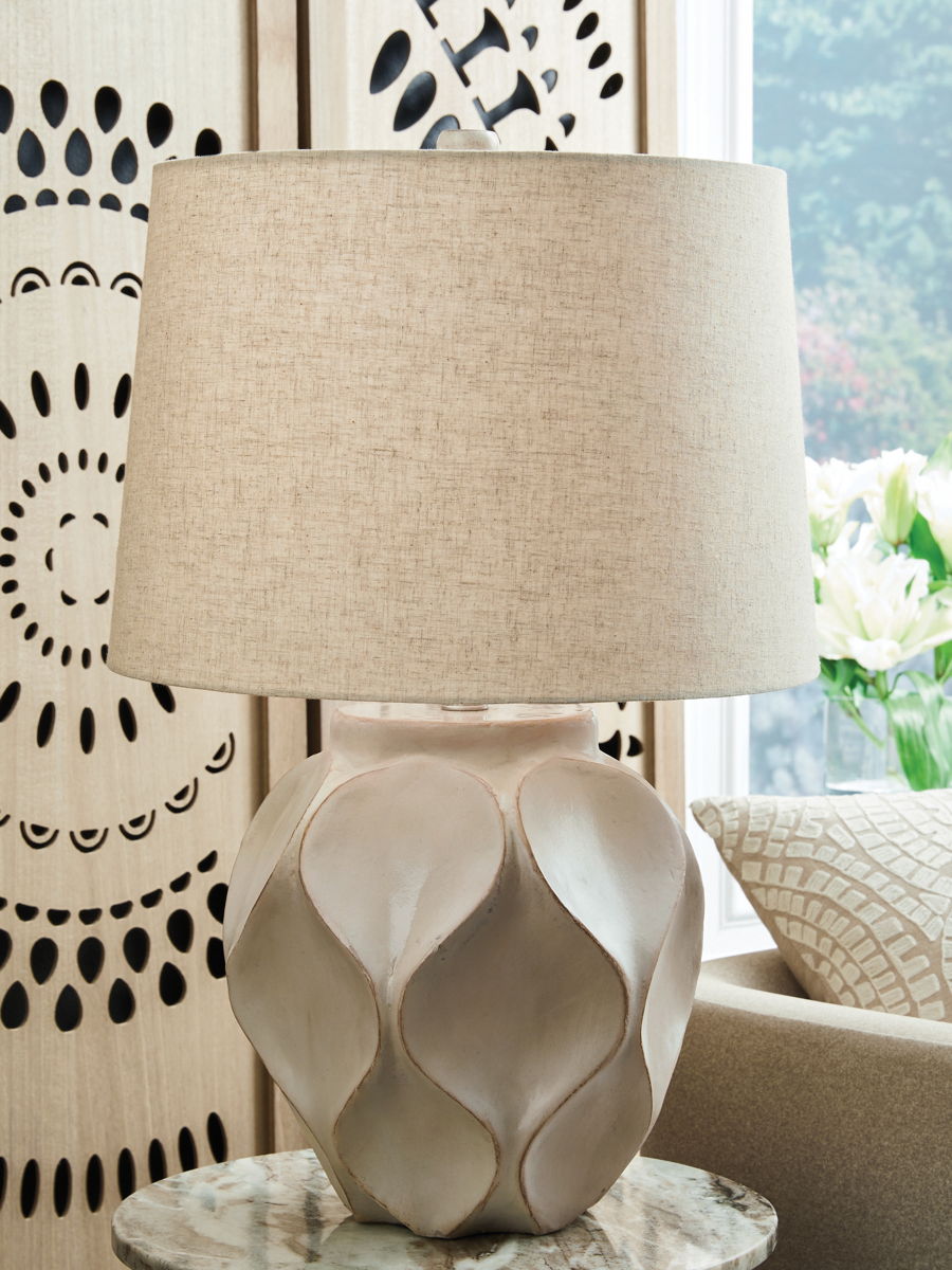 Edselham - Paper Table Lamp - Distressed Cream - Image 3
