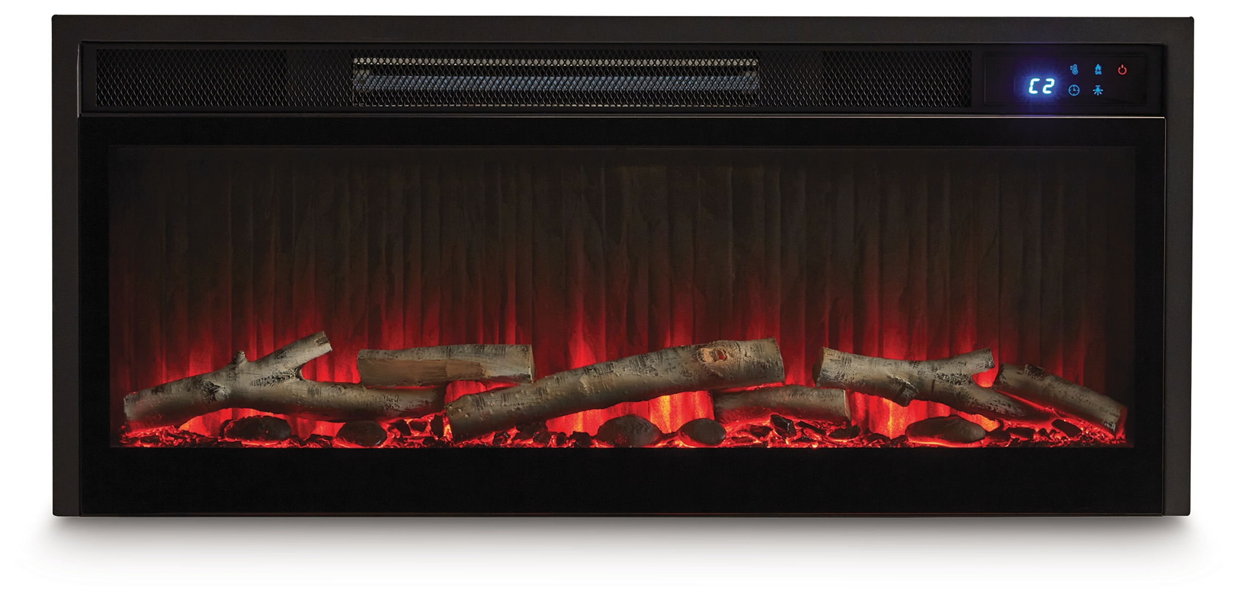 Entertainment Accessories - Fireplace Insert With Faux Birch Log Set - Black - Image 12