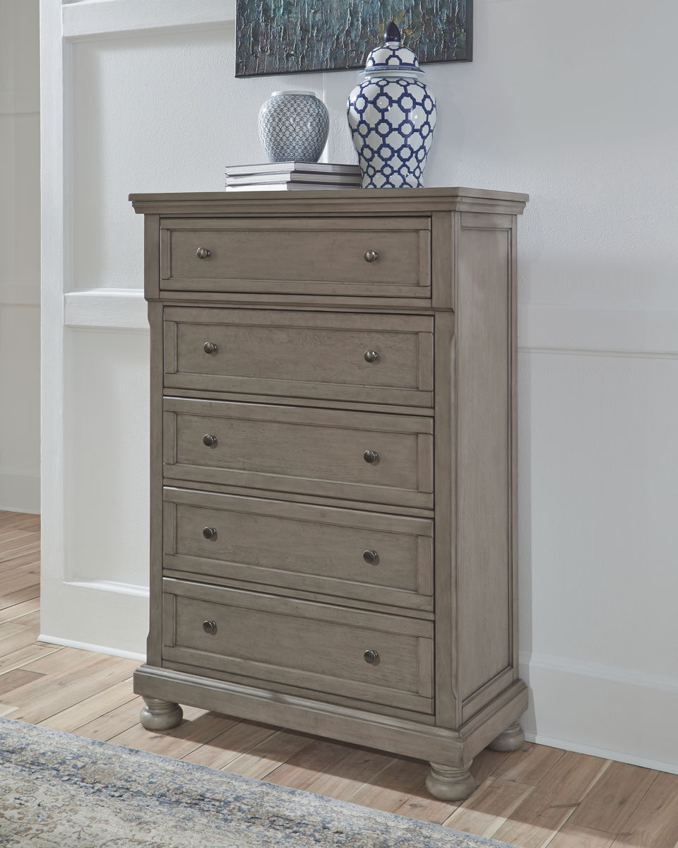 Lettner - Five Drawer Chest - 2-handles - Light Gray - Image 5