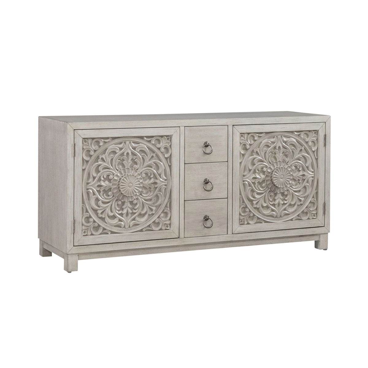 Sundance - 2 Door 3 Drawer Wood Accent Cabinet - Antique Linen - Image 5