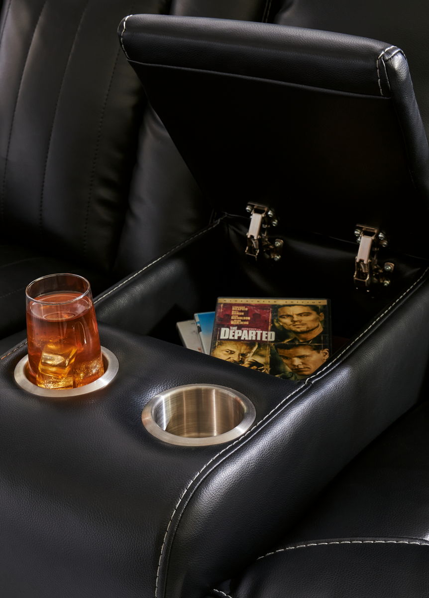 Caveman Den - Power Reclining Loveseat with Console/ Adj Hdrst - Midnight - Image 7