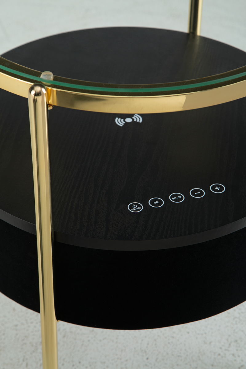 Nedman - Accent Table With Speaker - Black / Gold Finish - Image 4