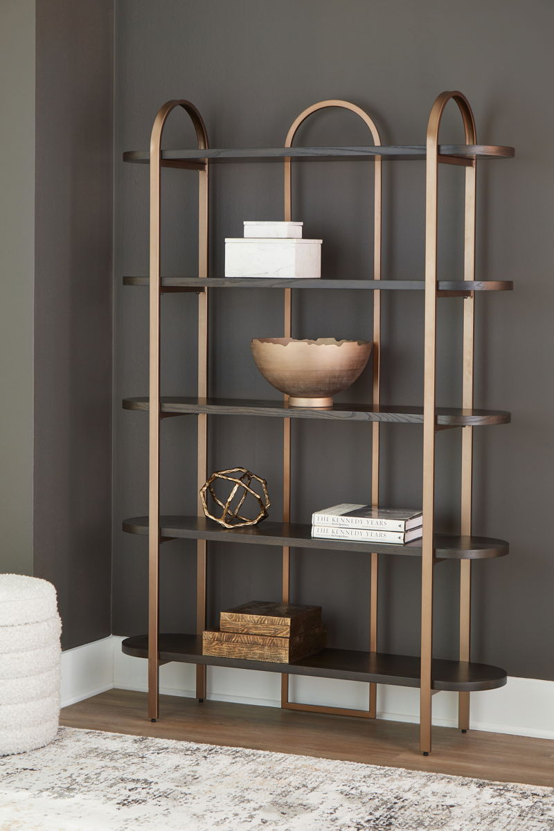 Brentmour - Bookcase - Brown / Gold Finish - Image 3