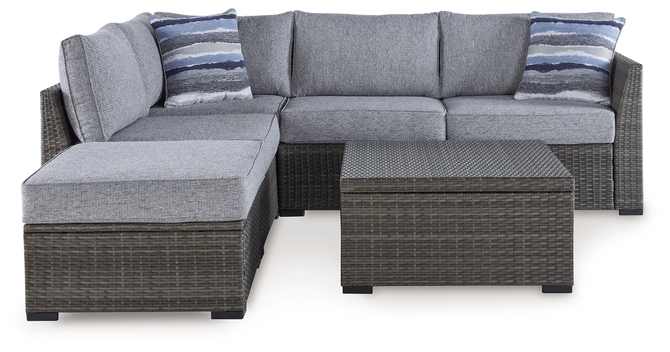 Petal Road - Loveseat Sectional, Ottoman, Table Set (Set of 4) - Gray - Image 5