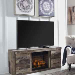 Derekson - TV Stand With Electric Fireplace - Multi Gray