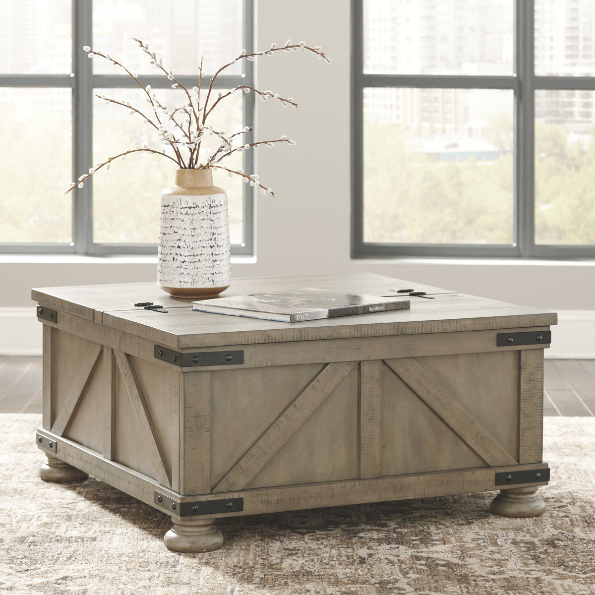 Aldwin - Cocktail Table With Storage - Square - Gray - Image 5