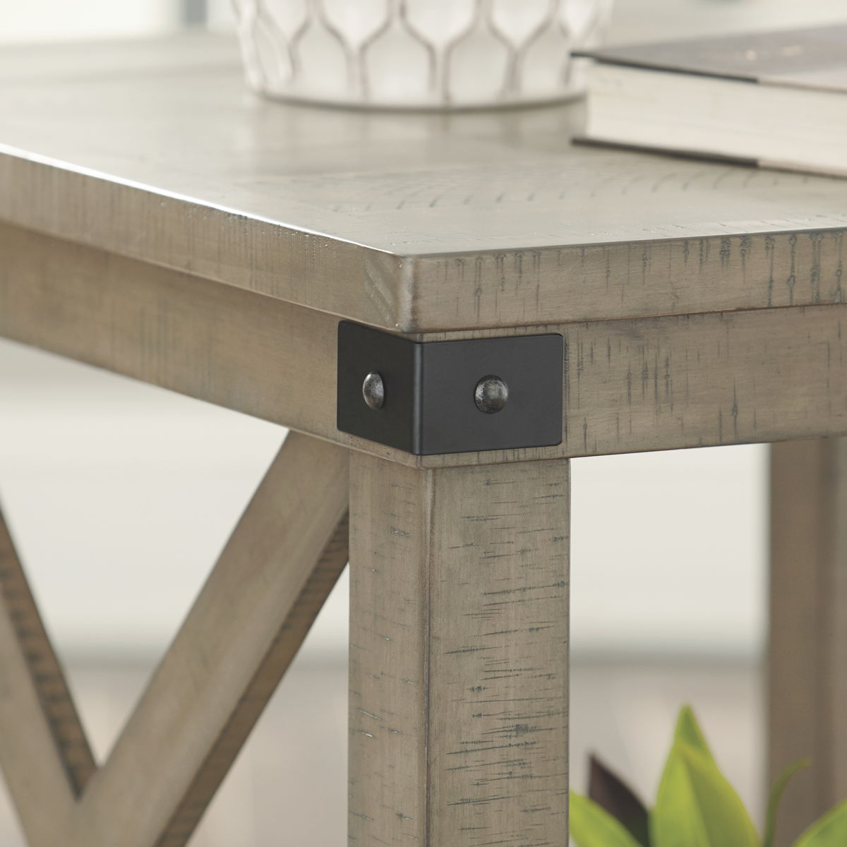 Aldwin - Rectangular End Table - Crossbuck Styling - Gray - Image 4