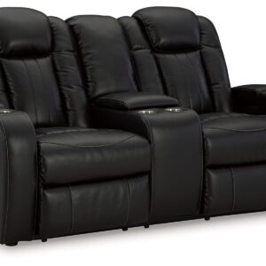 Caveman Den - Power Reclining Loveseat with Console/ Adj Hdrst - Midnight