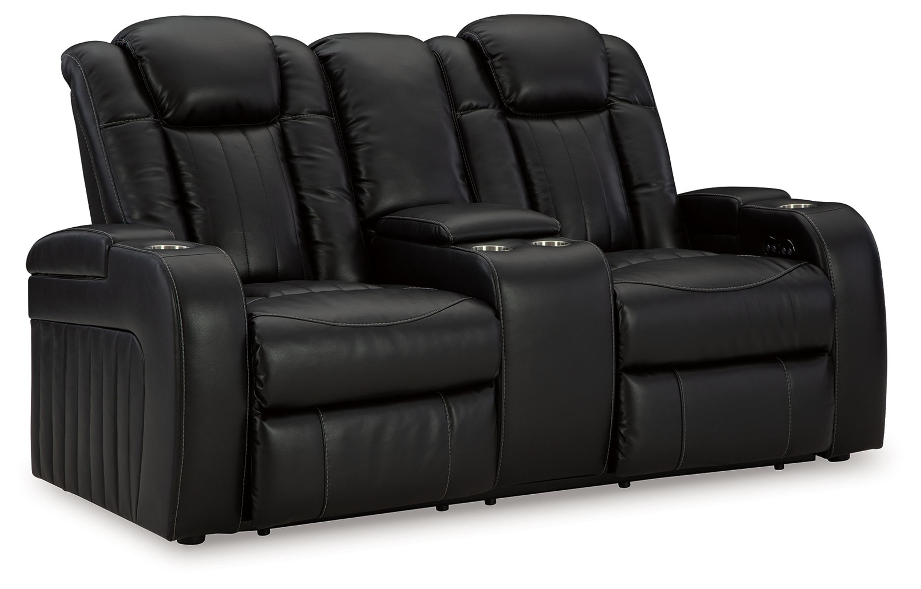 Caveman Den - Power Reclining Loveseat with Console/ Adj Hdrst - Midnight