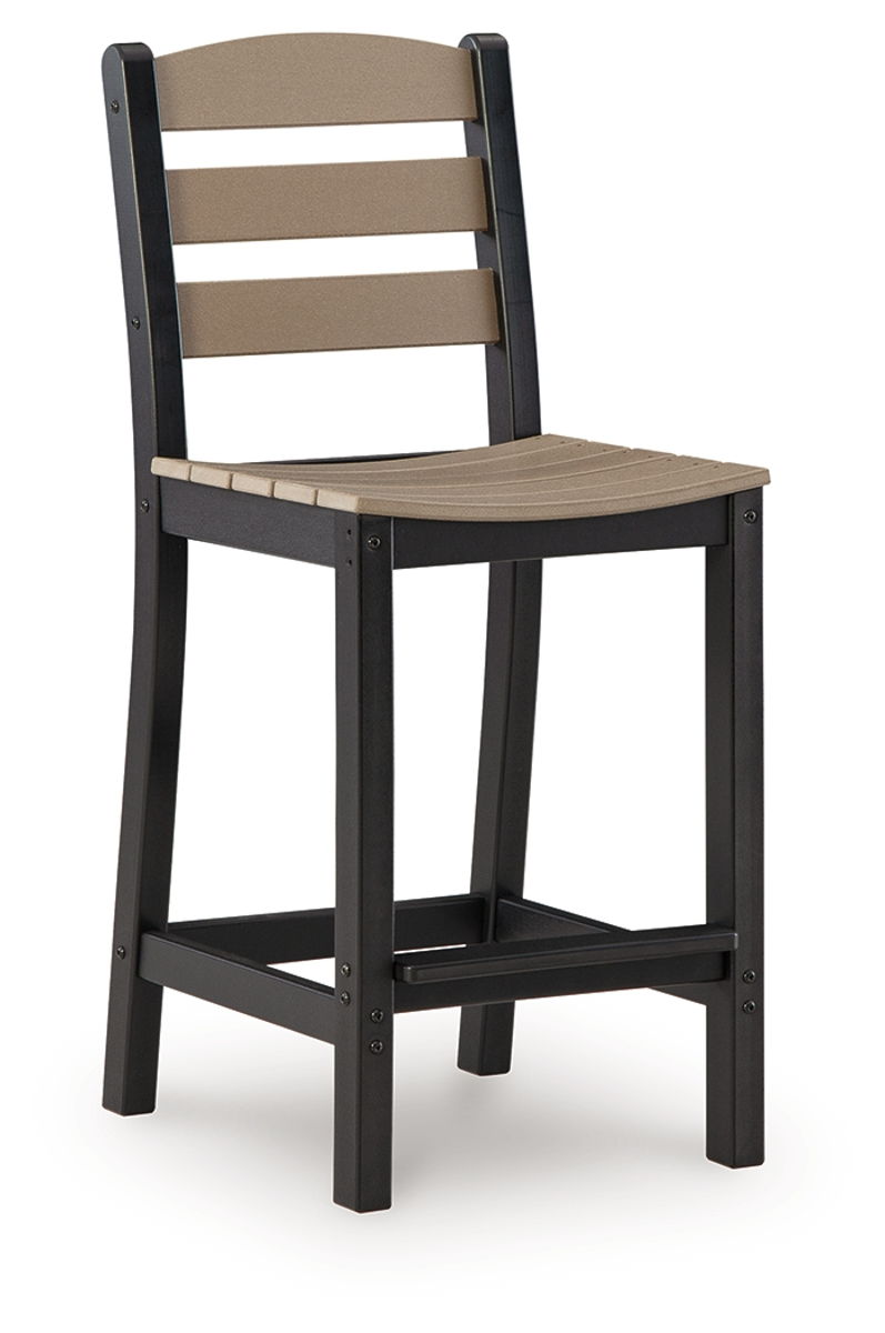 Shoreline Beach - Outdoor Counter Table And 2 Barstools (Set of 3) - Black / Beige - Image 6