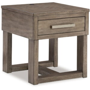 Loyaska - Rectangular End Table - Grayish Brown