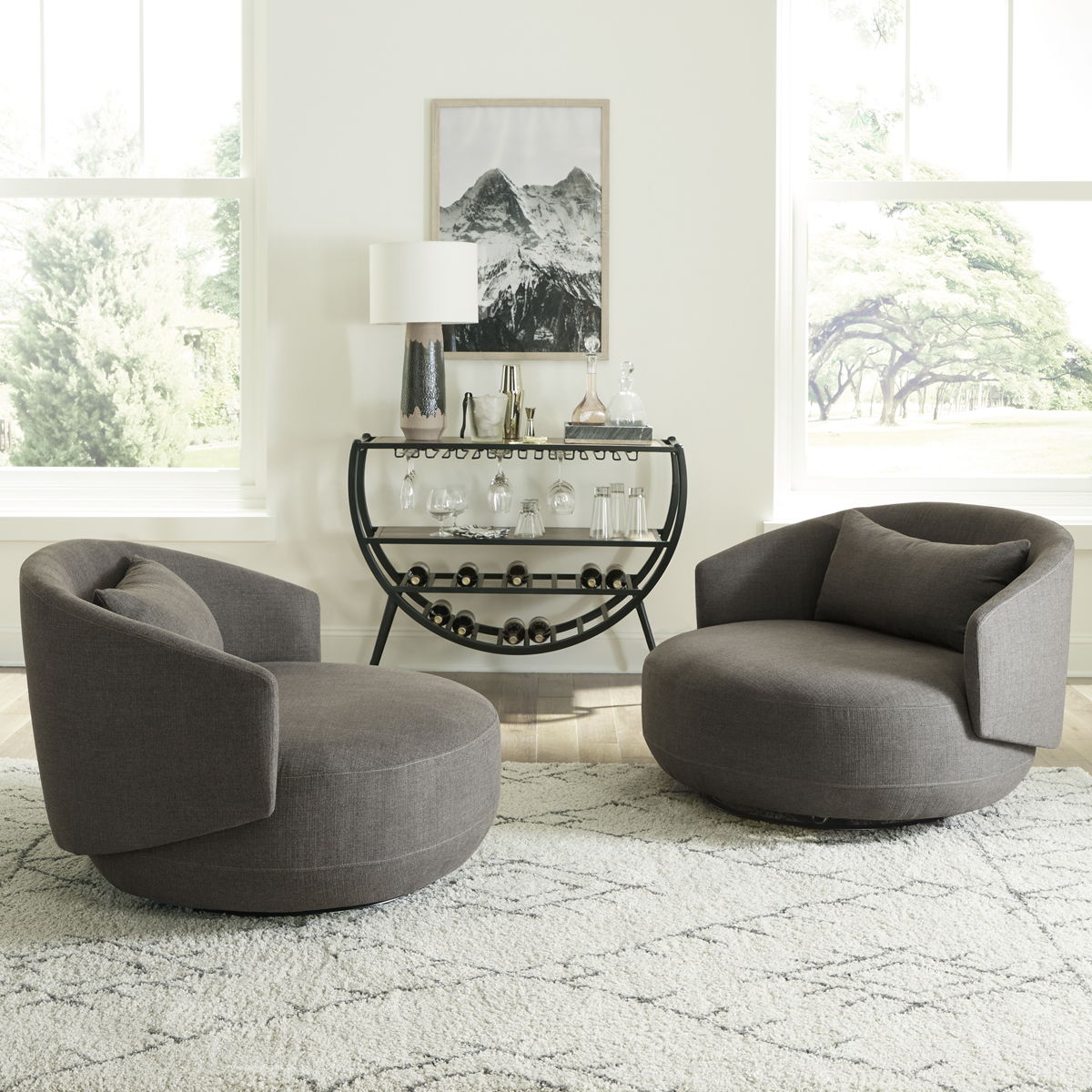 Haley - Upholstered Swivel Cuddler Chair - Image 13