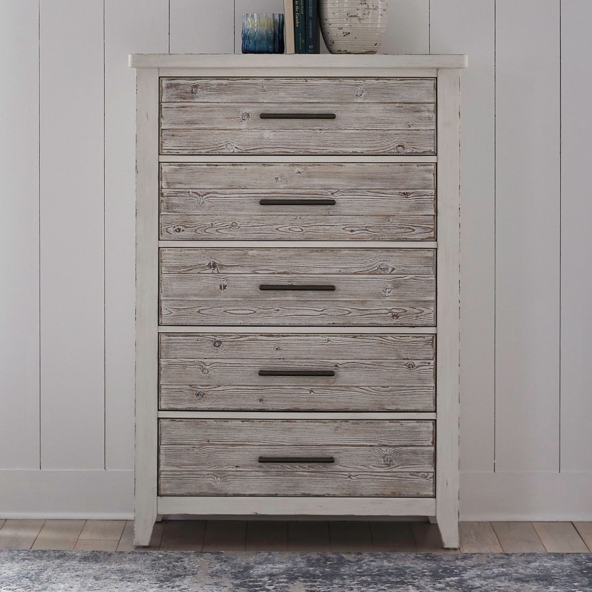 Backroads - 5 Drawer Chest - Weathered White