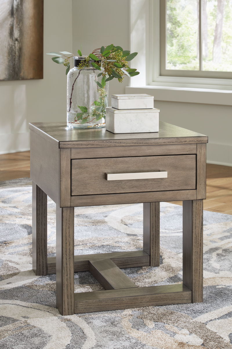 Loyaska - Rectangular End Table - Grayish Brown - Image 4