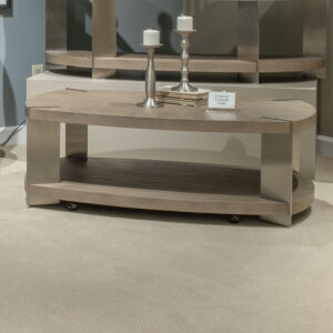 Harlow - Oval Cocktail Table - Sandstone & Satin Nickel