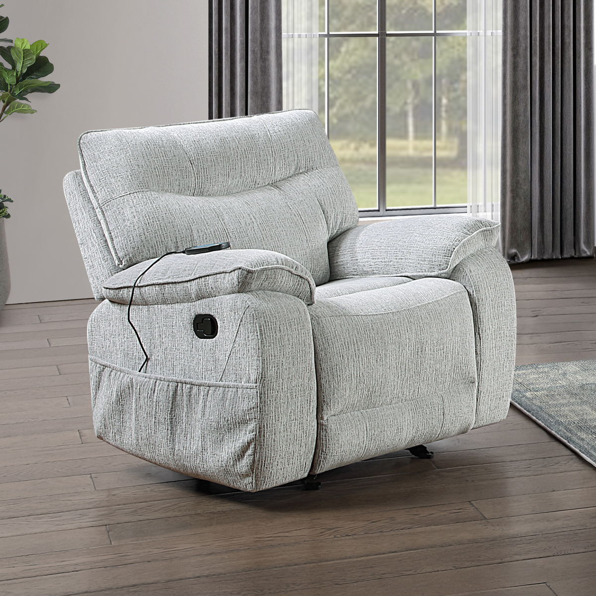 Chablis - Glider Recliner With Heat And Massage - Mist Gray - Image 3