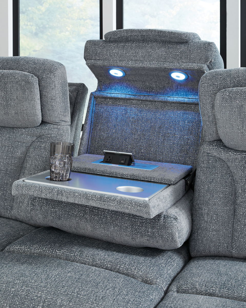 Studio Cave - Power Reclining Sofa - Steel - Image 3